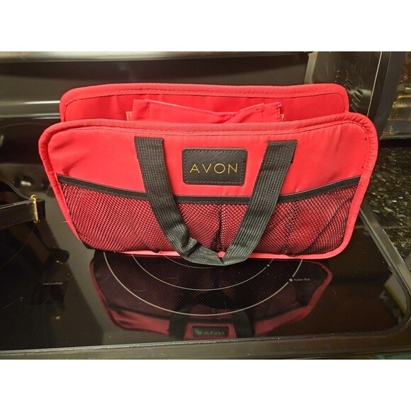 Avon Consultant Premier Beauty Business Tote Bag Purse Black & Pink With Insert - Picture 11 of 16
